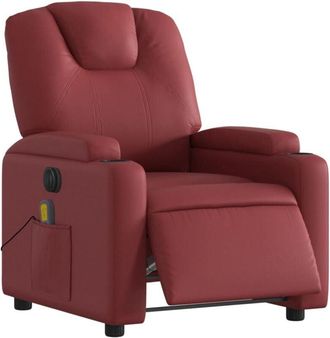 vidaXL Vidaxl - Sillón de masaje reclinable de cuero artificial rojo tinto