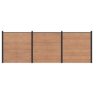 vidaXL Panel De Valla 3 Pcs Wpc Y Aluminio Marr&oacute;n Vidaxl