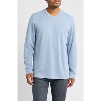 Tommy Bahama Keyport Diamond Long Sleeve V-Neck IslandZone T-Shirt in Polar Sky at Nordstrom, Size Xxx-Large