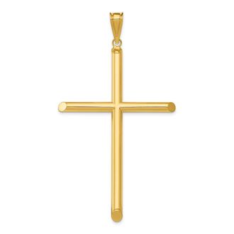 Diamond2Deal 14k Yellow Gold Polished Tube Cross Pendant