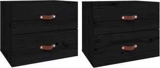 vidaXL Wall-mounted Bedside Cabinets 2 pcs Black 50x36x40 cm vidaXL