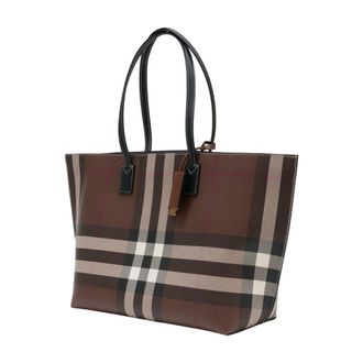 Burberry Womens Checked Canvas Tote Brown