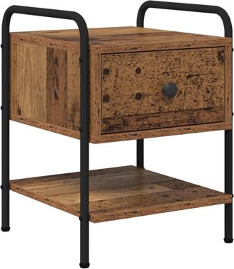 vidaXL Mesa De Noche Madera Envejecida Madera De Ingenier&iacute;a Vidaxl