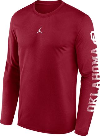 Nike Jordan Mens Oklahoma Primetime Legend Jordan Brand Dri-FIT College Long-Sleeve T-Shirt in Red | NJGT69WOKN-EKV
