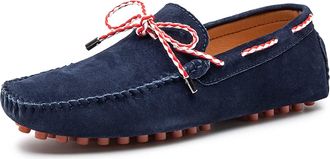 Generic Mens Loafers Shoes PU Suede Vamp Deck Shoes Design 1-Eye Perforated Option Breathable Resistant Anti-Slip Flat Heel Lightweight Comfortable Fashion(Na