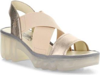 FLY London Taji Platform Slingback Sandal in 009 Sahara at Nordstrom, Size 10-10.5Us