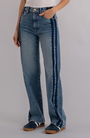 Kut from the Kloth Sienna Side Stripe High Waist Straight Leg Jeans in Brilliantly W/m at Nordstrom, Size 4