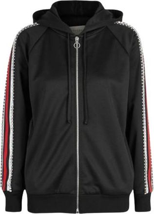 Gucci Black Crystal Stripe Sleeve Zip Up Hoodie Size S