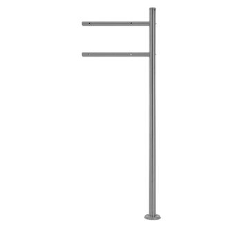 ML Design Ml-design - Soporte De Buz&oacute;n De Pedestal Plata En Acero Inoxidable Con Recubrimiento De Polvo Poste De Correos Independiente Para Atornillar 120cm De 