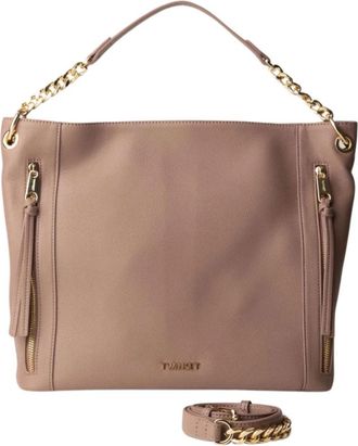 Twinset Roze Shopper Tas met Geborduurd Patroon - Dames - Handtassen - Roze - ONE Size - Leer - Tassen