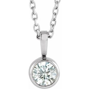 Pompeii3 1/5Ct Diamond Solitaire Necklace Bezel Pendant Available in White Or Yellow Gold