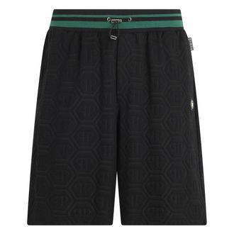 Philipp Plein Casual Shorts, male, Black, Size: XL Tracksuit Shorts Jacquard Monogram