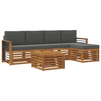 vidaXL Conjunto De Sof&aacute;s De Exterior 6 Pcs Natural Y Antracita Vidaxl