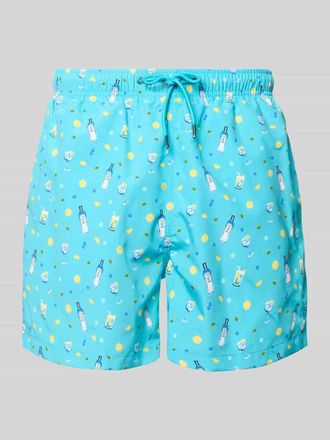 Mc Neal Badehose im Allover-Look mit elastischem Bund in Tuerkis, Gr&ouml;&szlig;e XXL