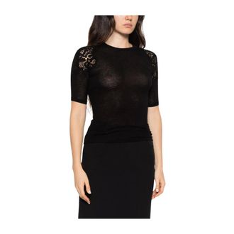 Ermanno Scervino Gebreide top met ronde hals - Dames - Truien - Zwart - Maat: S