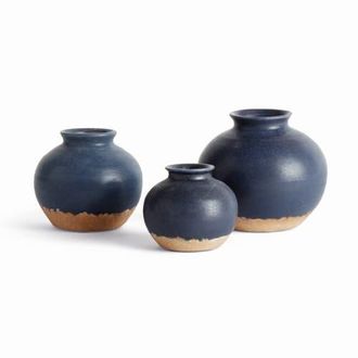 Napa Home & Garden Gavin Bud Vases, Set of 3 - Navy Terracotta, Handcrafted in Blue at Nordstrom