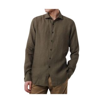 Xacus Linnen Overhemd Tailor Fit Knoopsluiting - Heren - Casual Overhemden - Groen - M - Linnen - Overhemden