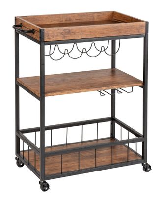 WENKO Servierwagen »Modell Rustico« Küchenwagen mit Weinglashalter und Flaschenhalter