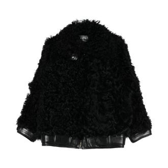 Golden Goose Crinkled Shearling Jacket - Dames - Jassen - Zwart - S - Leer - Jassen