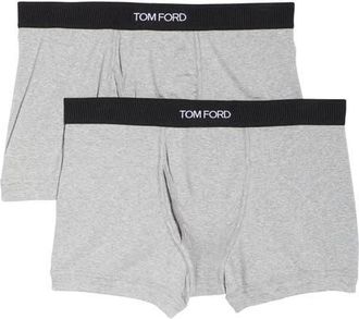 Tom Ford 2-Pack Cotton Jersey Boxer Briefs in Grey Melange at Nordstrom, Size X-Large