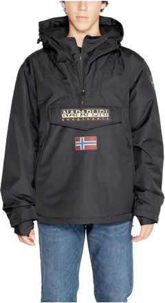 Napapijri Jassen, Heren, Zwart, XL, Polyester, Zwarte Polyesterjas Herfst/Winter Collectie