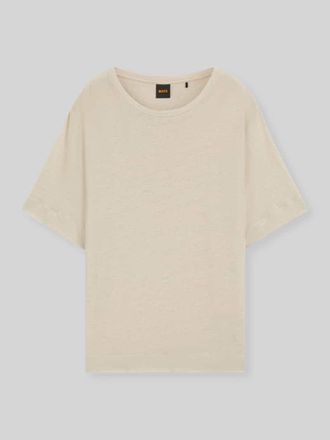 Boss Orange by Hugo Boss BOSS Orange Regular Fit T-Shirt aus reinem Leinen in Sand, Gr&ouml;&szlig;e XS