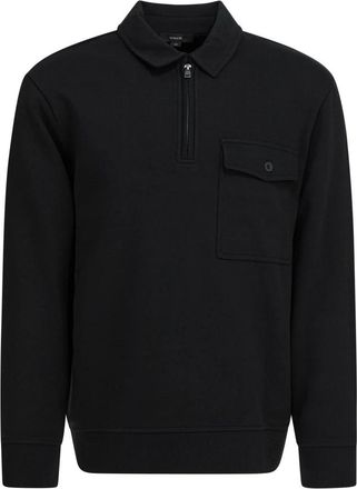 Vince Zip-throughs, male, Black, L, Cotton-Blend French Terry Zip Polo Shirt