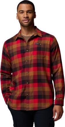 Columbia Mens Cornell Woods Flannel Long Sleeve Shirt, Tobacco Multi Buffalo Check, Medium