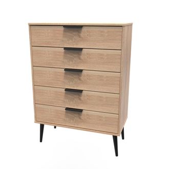 Welcome Furniture Helsinki Ready Assembled Chest of Drawers with 5 Drawers - Bardolino Oak - Welcome Furniture | TJ Hughes