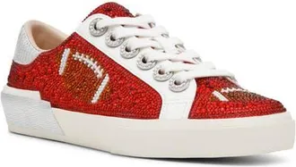 Betsey Johnson Archy Crystal Embellished Football Sneaker in Red Football at Nordstrom, Size 7.5