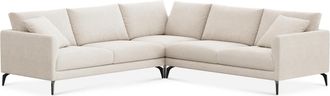 Castlery Lena L-Shaped Sectional Sofa Customized, Cream Performance Boucle, Matte Black Legs, Spill Resistant, Removable Covers for Sofas
