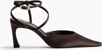 H&M Pointed Satin Court Shoes in Dark Brown at Nordstrom, Size 10