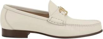 Valentino Garavani Leren Loafers met Blokhak en VLogo - Heren - Loafers - Wit - 41 EU - Leer - Schoenen