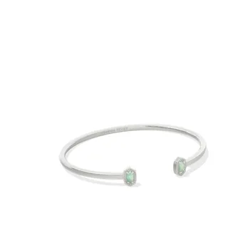 Kendra Scott Womens Mini Elton Cuff Bracelet In Silver Green Opal