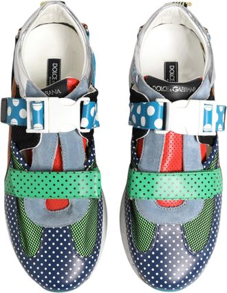 Dolce & Gabbana Mens Multicolor Leather Low Top Sneakers Shoes Calfskin