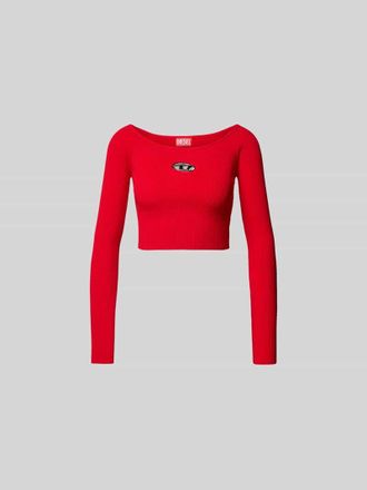 Diesel Cropped Longsleeve mit Label-Detail in Rot, Gr&ouml;&szlig;e XS