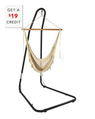 Sunnydaze Extra-Large Natural-Color Mayan Hammock Chair With Adjustable Stand With $19 Credit