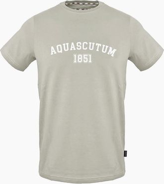 Aquascutum Mens Arch Lettering Crew Neck Short Sleeve T-Shirt - Grey - Size: 36