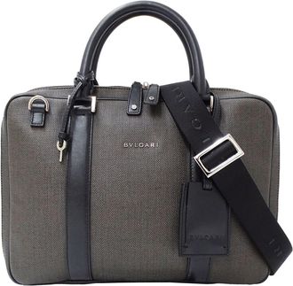 Bulgari Gray Pvc Briefcase (Pre-Owned)