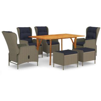 vidaXL Juego De Comedor De Jard&iacute;n 7 Piezas Marr&oacute;n Vidaxl