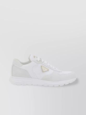 Prada contemporary leather sneakers with notched platform