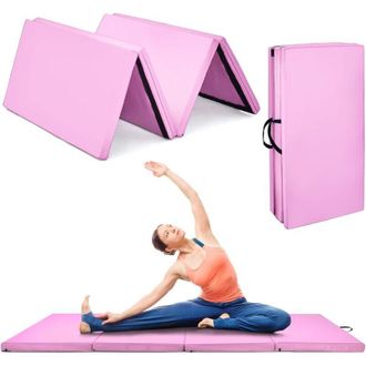 Costway Costway Colchoneta Gimnasia De 240 X 120 X 5 Cm, Colchoneta De Ejercicio Plegable Con Manija De Transporte,impermeable, Cuero De Pu Desmontable, Para 