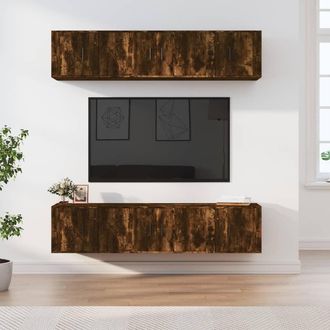 vidaXL Vidaxl - Set De Muebles De Tv 6 Pzas Madera Contrachapada Roble Ahumado