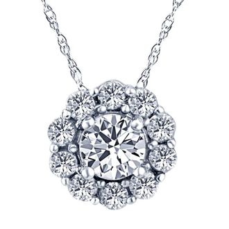 Pompeii3 1ct Diamond Halo Pendant 14K White Gold