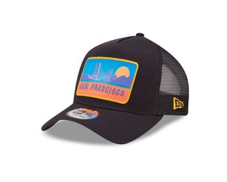 New Era San Francisco Location Patch Navy A-Frame Adjustable Trucker Cap - One-Size