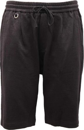 Paolo Pecora Verstelbare trekkoord katoen/linnen bermuda shorts - Heren - Korte Broeken - Zwart - XL - Katoen - Korte Broeken