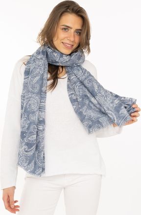 Zwillingsherz Schal ZWILLINGSHERZ Classic Paisley, Damen, jeansblau, Web, Obermaterial: 100% Polyester, Modet&uuml;cher Schal, anschmiegsam, zeitloses Paisleymuster