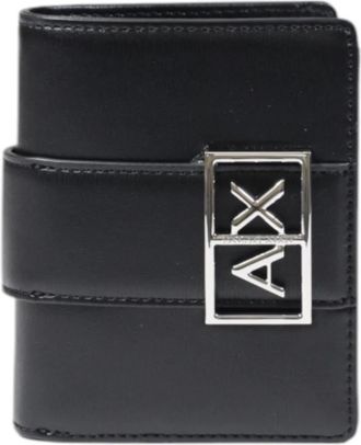 A|X Armani Exchange Zwarte knoopportemonnee met binnenzakken - Dames - Portefeuilles - Zwart - ONE Size - Polyester - Accessoires
