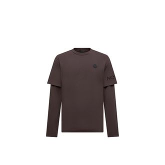 Moncler Moncler Double Sleeve Cotton T-shirt, Men, Brown, Size: Xl