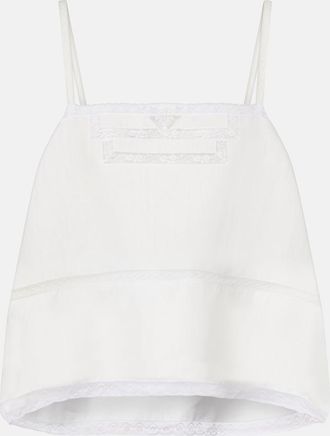 Prada Lace-trimmed linen top